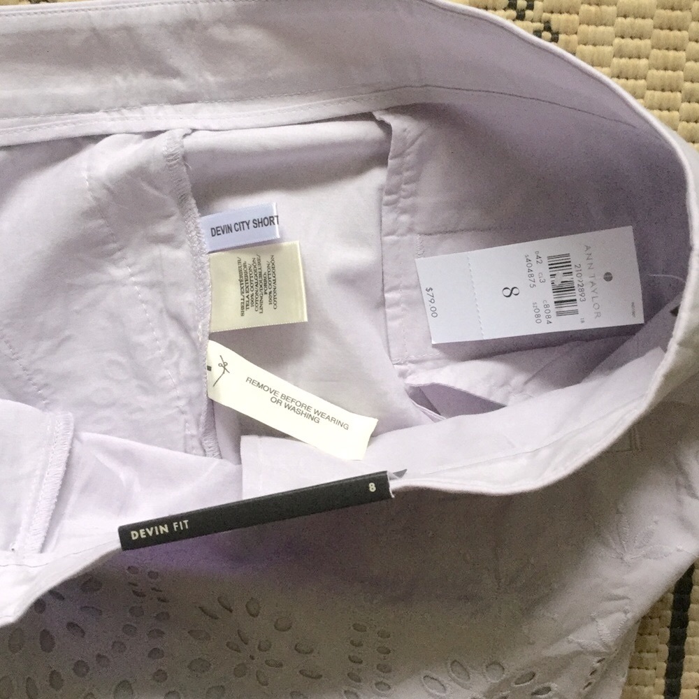 🆕 Ann Taylor Exquisite Light Lavender Eyelet Shorts 💜☀️🌸 - Picture 7 of 8